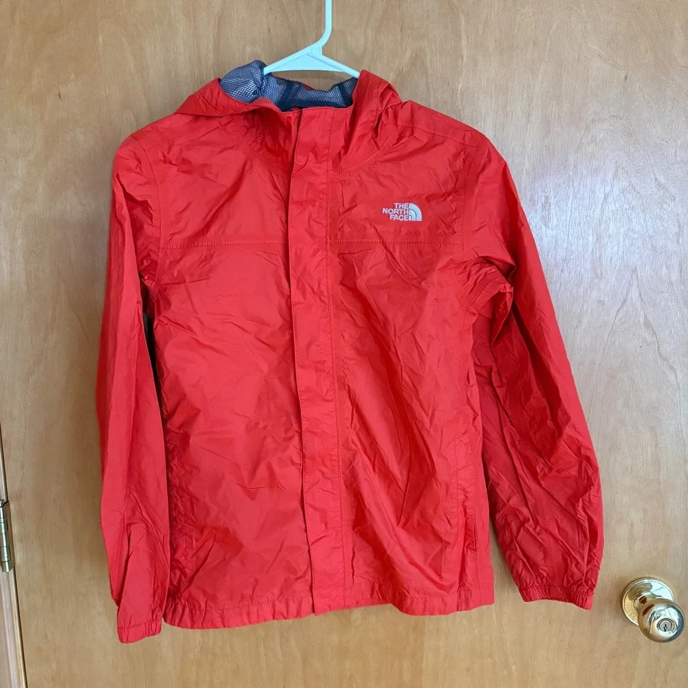 The North Face Rain Jacket Boys Large‎ 14/16 Red HyVent Hooded Windbreaker AQRC